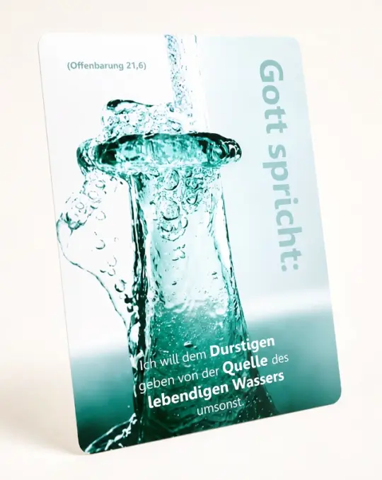 Christliche Postkarte: Wasserflasche