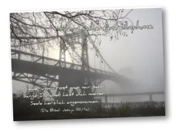 Christliche Trauerkarte: KW-Brücke im Morgennebel