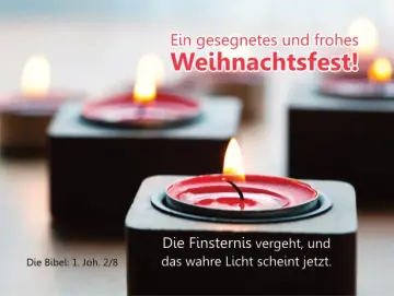 Christliche Weihnachtskarte - Moderne Teelichter