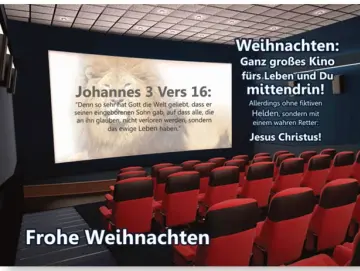 Christliche Weihnachtskarte: Kino - Postkarte