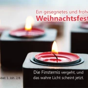 Christliche Weihnachtskarte: Moderne Teelichter- Postkarte