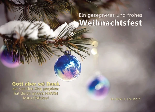 Christliche Weihnachtskarte:Tannenzweig mit Weihnachtskugeln Postkarte