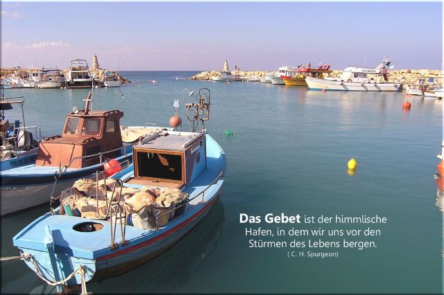 Christlicher Leinwanddruck: Fischerhafen auf Zypern