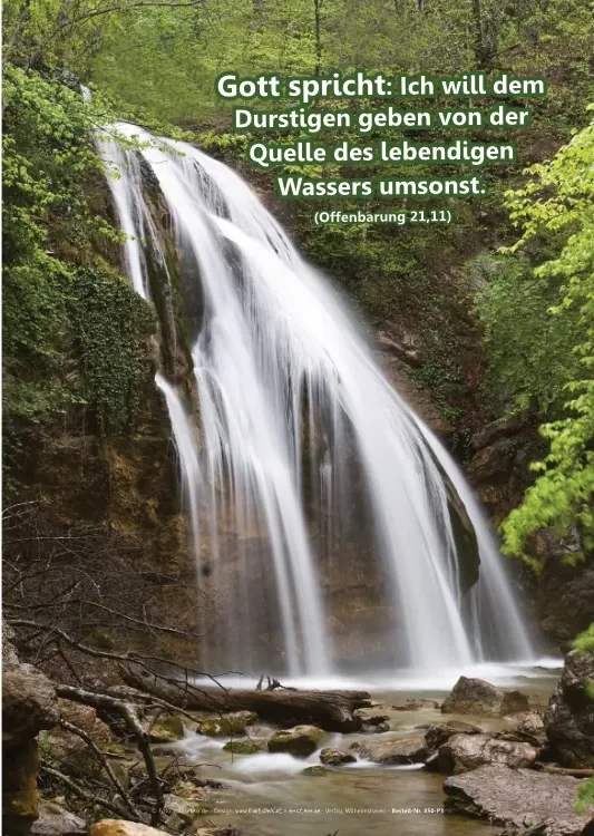 Christliches Poster A1: Wasserfall im Wald