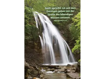 Christliches Poster A1: Wasserfall im Wald