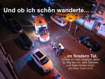 Christliches Poster A2 – Rettungswagen im Nachteinsatz