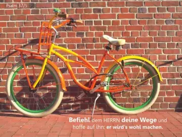 Christliches Poster A2: Grellbuntes Fahrrad
