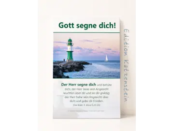 Christliches Poster A2 Hochformat: Leuchtturm Westmolenfeuer Warnemünde