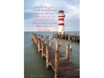 Christliches Poster A2: Leuchtttum und Holzstege