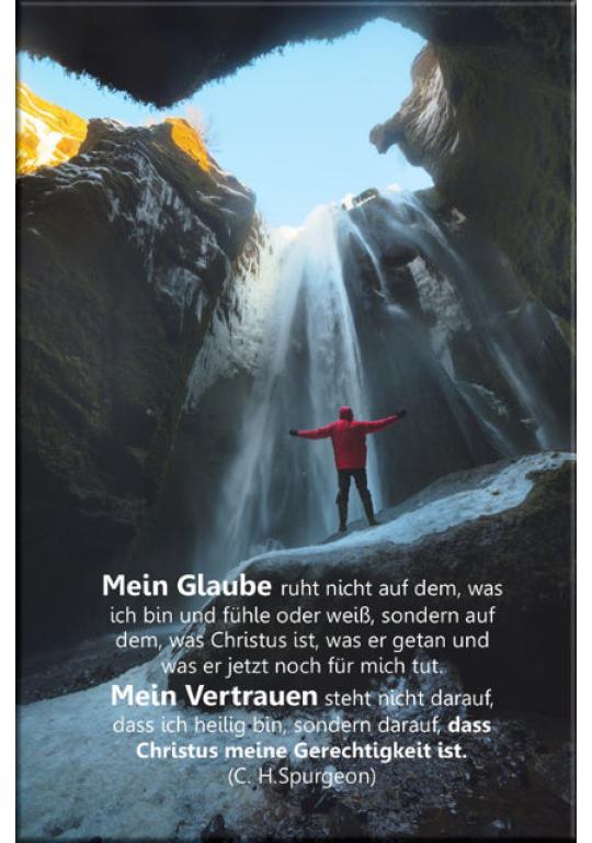 Christliches Poster A2: Wanderer auf Felsen
