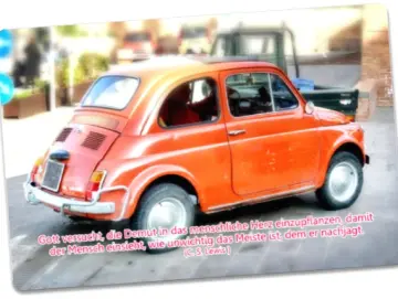 Christliches Poster A3: Oldtimer Fiat 500