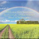 Christlicher Leinwanddruck: Regenbogen über Rapsfeld - Landschaftsmotiv