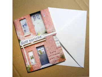 Faltkarte Jahreslosung 2026  „Verwitterte und renovierte Haustür“