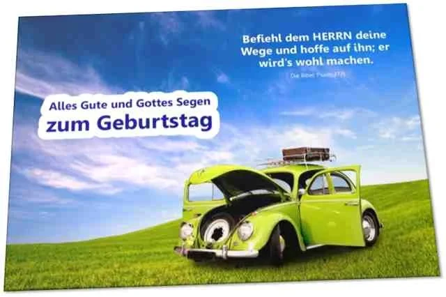 Geburtstagskarte: Grüner VW Käfer