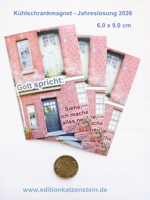 Kühlschrankmagnet Jahreslosung 2025: Verwitterte und renovierte Haustür