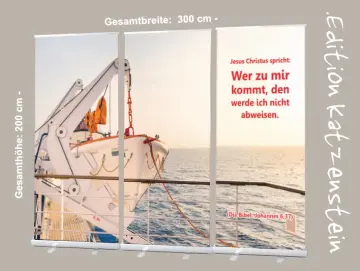 Kirchenbedarf: Roll-Up-Display "Startbereites Rettungsboot" - 3 x 2 m