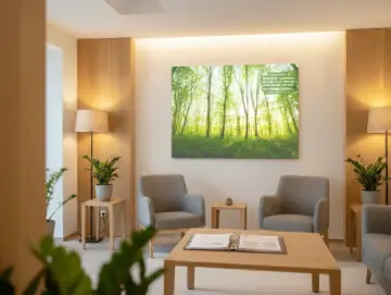 Leinwanddruck: Lichtdurchfluteter Frühlingswald - Bestatterbedarf