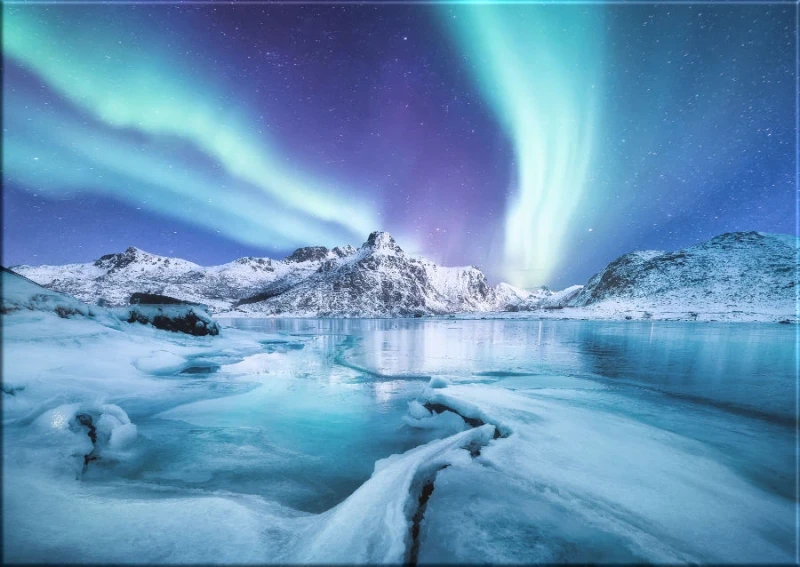 Leinwanddruck: Polarlichter über den Lofoten, Norwegen