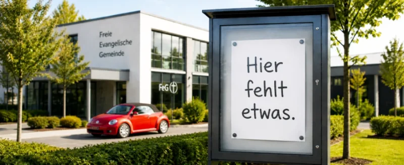 Schaukasten einer Freien Evangelischen Gemeinde