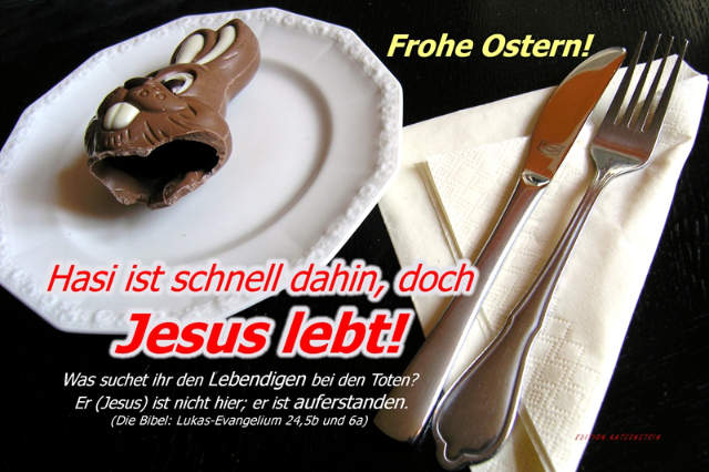 Poster Ostern  A2: Teller mit Schokohasenreste