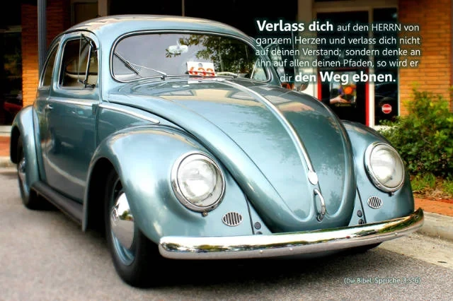 Poster A4 - VW Käfer mit Ovalfenster