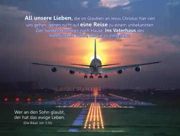 Poster Ewigkeitssonntag A4: Flugzeug im Landeanflug