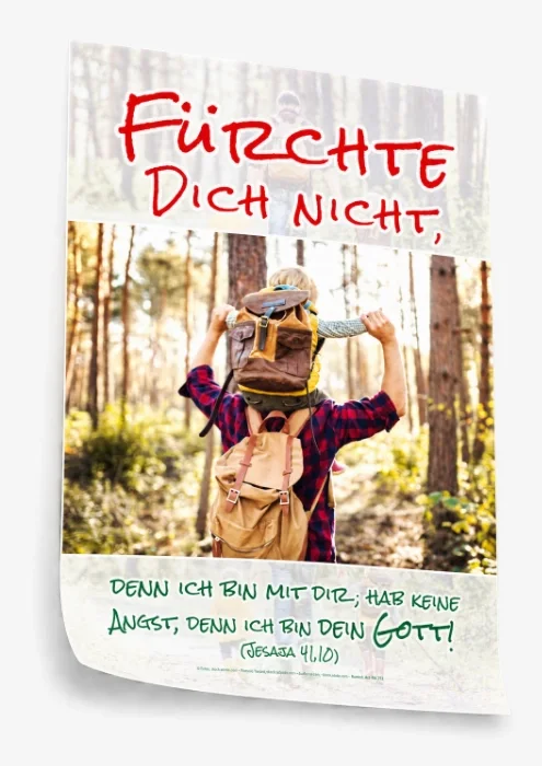 Originalposter zur Jahreslosung 2027 mit Vater und Sohn in R&uuml;ckenansicht und dem Bibelwort aus Jesaja 41,10