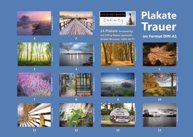 Das Deckblatt eines Posterset als Bestatterbedarf