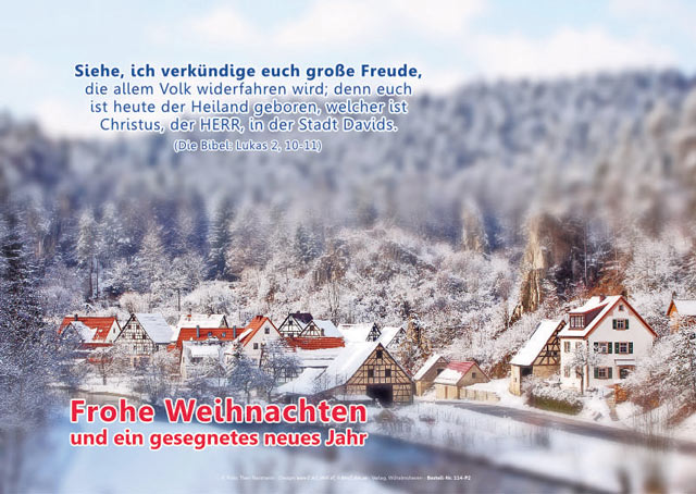 Poster Weihnachten A2: Verschneites Dorf