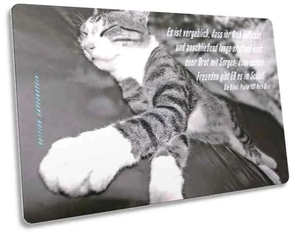 Postkarte - Katze auf Liege - Psalm 127,2