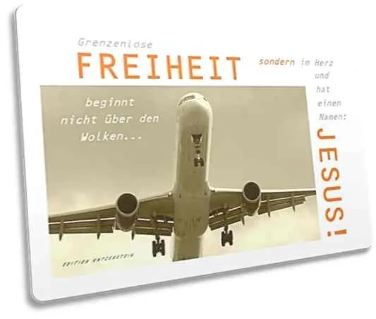 Postkarte: Flugzeug im Landeanflug