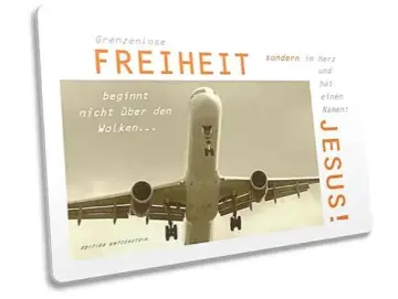 Postkarte: Flugzeug im Landeanflug