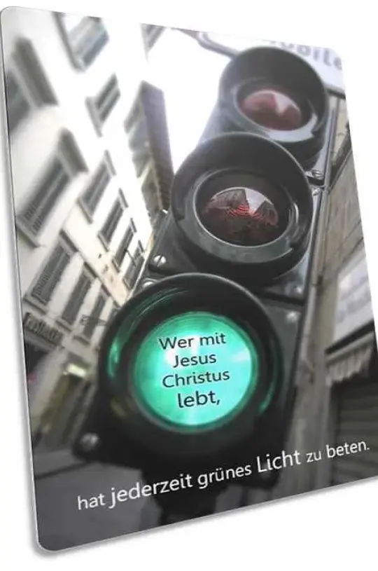 Christliche Postkarte: Grüne Fußgängerampel