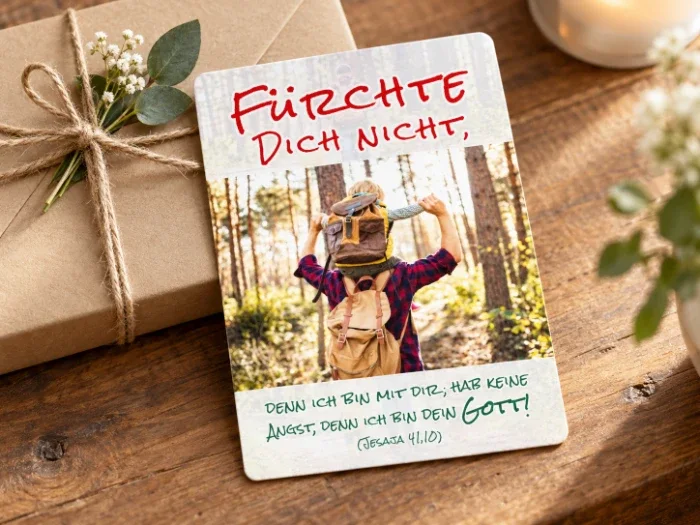 Ein Geschenk mit einer Postkarte zur Jahreslosung 2027 der Edition Katzenstein