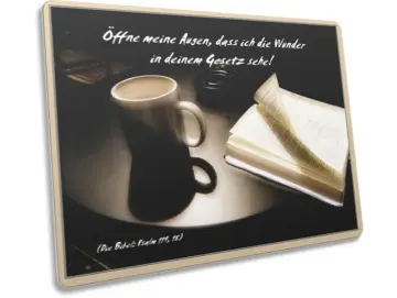 Postkarte: Stilleben mit Bibel & Kaffeebecher