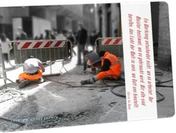 Postkarte: Straßenarbeiter mit Pressluftmeißel