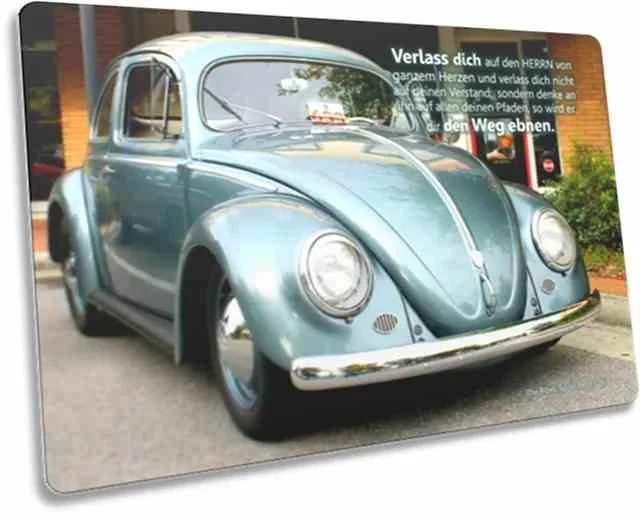 Postkarte: VW Käfer mit Ovalfenster