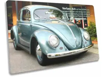 Postkarte: VW Käfer mit Ovalfenster