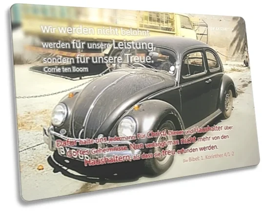 Postkarte mit Oldtimer - VW Käfer
