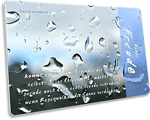 Postkarte zur Ermutigung - Regentropfen auf Fensterscheibe