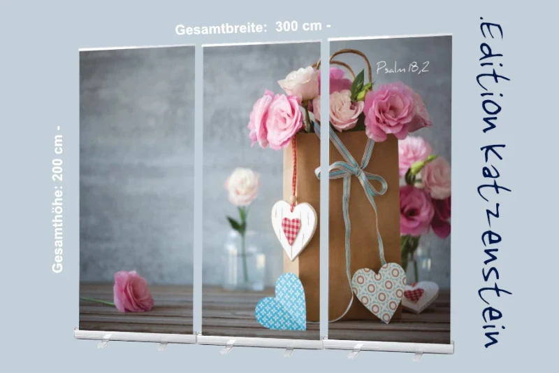 Roll-Up-Display - Papiertüte mit Rosen- 300x200cm