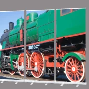 Roll-Up Display 3er-Set „grüne Dampflok" 300 x 200 cm