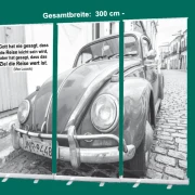 Bestatterbedarf: Roll-Up Display "VW Käfer am Straßenrand" - Trauerfeier-Deko