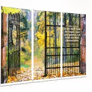 Produktfoto des Bestatterbedarf Rollup-Set mit dem Motiv einen offenen Parktores - Infinity Abschiedsdesign