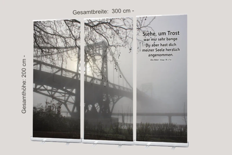 Roll-Up Display "KW-Brücke im Nebel" - Trauerfeier-Deko, Bestatter