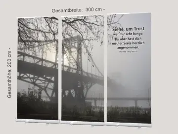 Roll-Up Display "KW-Brücke im Nebel" - Trauerfeier-Deko, Bestatter