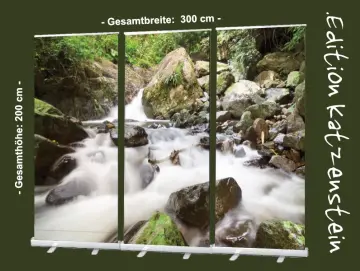 Bestatterberbedarf: Roll-Up Display Fluss mit Felsen