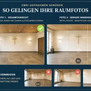 Fotoanleitung für Trauerhallen mit Gesamtansicht im Querformat und gerader Wandansicht mit 1×-Kamera