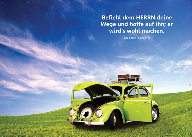 Wand-Banner "Grüner VW-Käfer" - Ermutigung