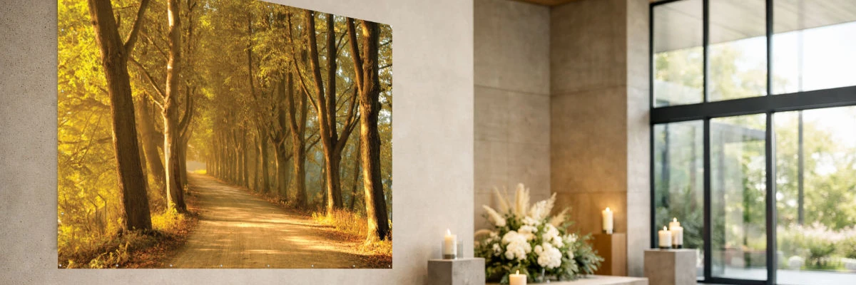 Wandbanner Baumallee f&uuml;r Abschiedsdesign